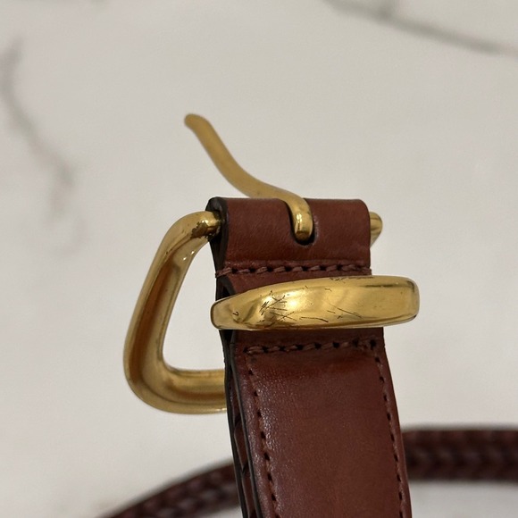Coach Brown Braided Woven Leather Belt‎ Men's 42" 105 cm F90261 Gold Tone Buckle - Picture 6 of 6